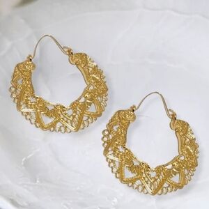 Gold Mandala Hoop Earrings